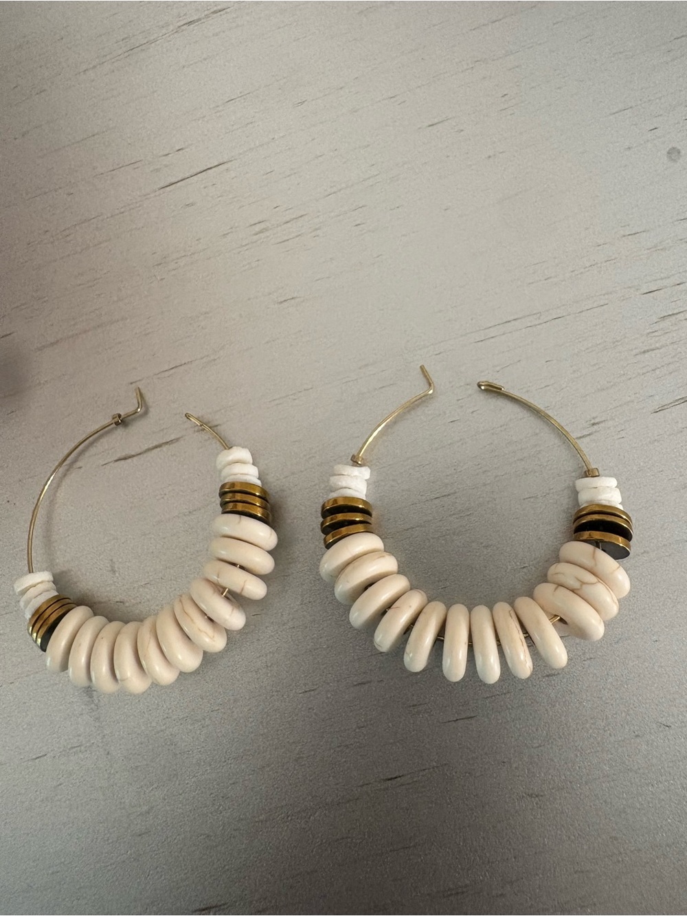 Wood and Brass Hoop Earrings